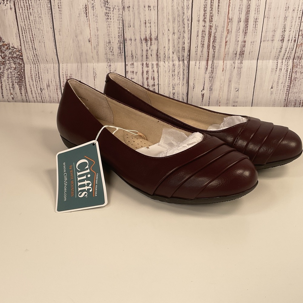 Cliffs Women's 6 Clara Ballet Flats Shoes Burgundy by White Mountain